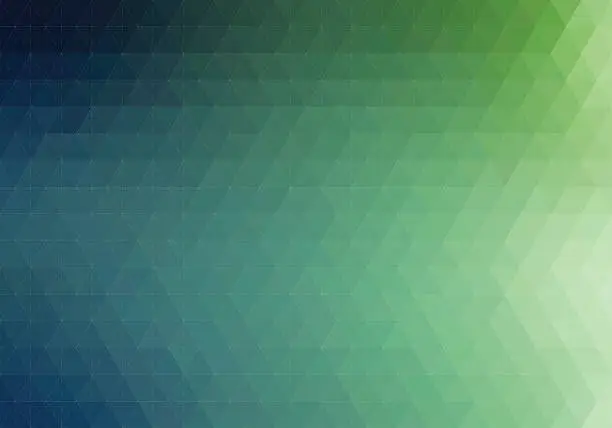 Vector illustration of Green hexagon background with lines