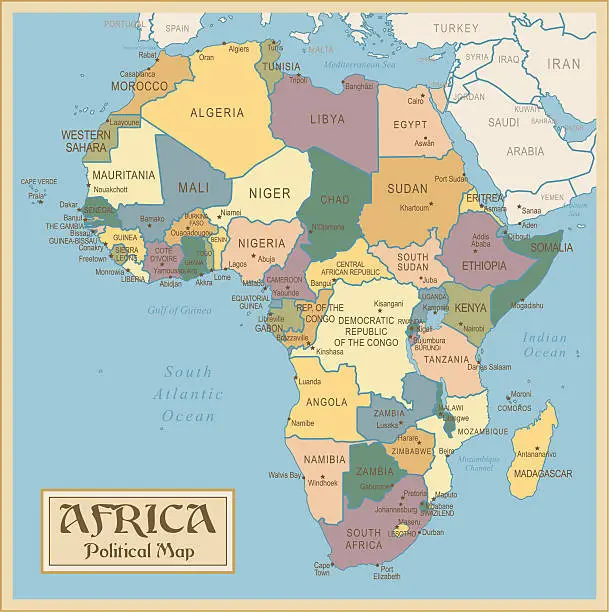 Vector illustration of Vintage Map of Africa