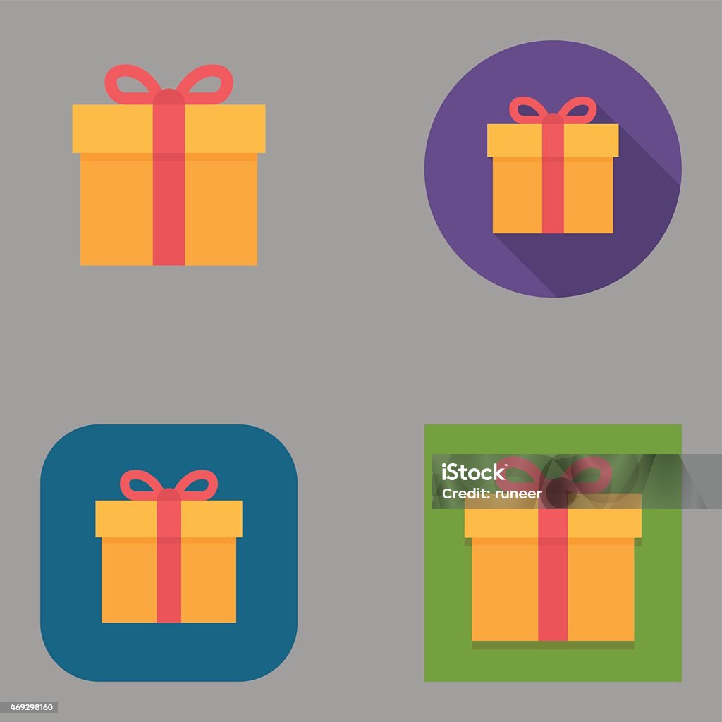 Flat Gift Box icons | Kalaful series Flat gift box icon set over different background shapes and colors. Gift stock vector