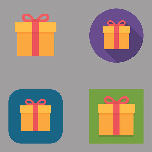 Flat Gift Box icons | Kalaful series Flat gift box icon set over different background shapes and colors. gift stock illustrations