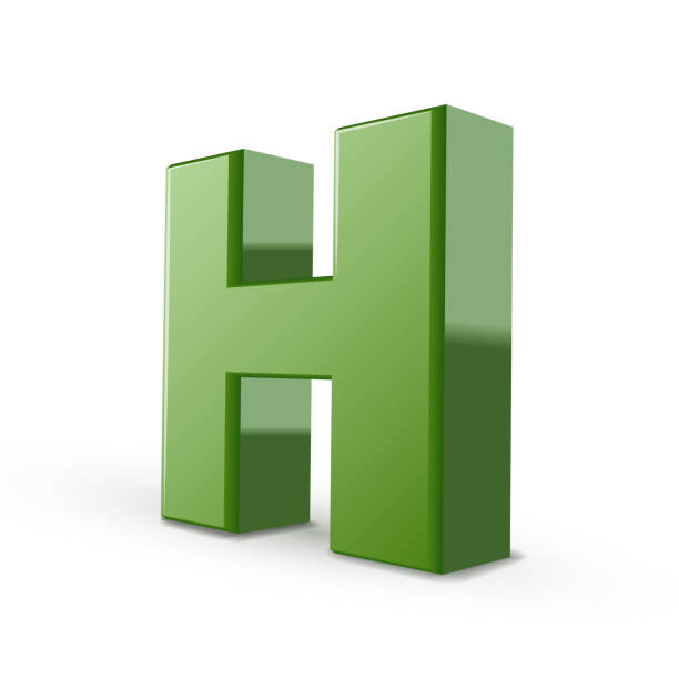 3 d 버처 알파벳 h - letter h alphabet three dimensional shape green stock illustrations