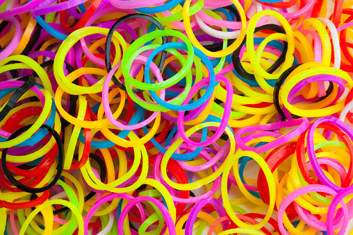 Macro Texture Of Colorful Rubber Bands For Loom Bracelets Stock Photo -  Download Image Now - iStock