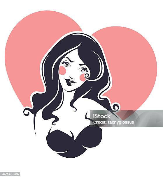 Lovely Pinup Girl And Heart Shape Background Stock Illustration - Download  Image Now - Make-Up, Pin-Up Girl, 2015 - iStock