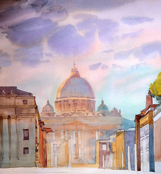 istock Basilica Sant Pietro, painted by watercolor 469309588