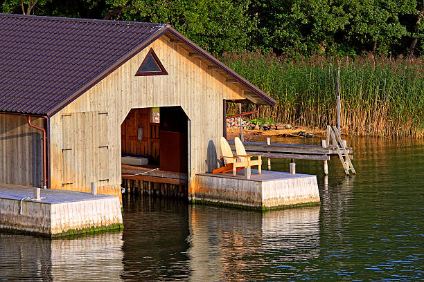 istock Boathouse for motorboat. 469309974