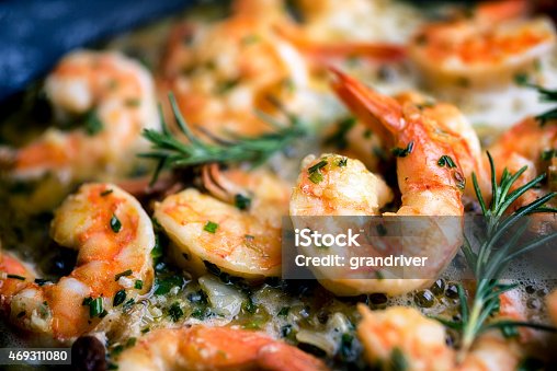 istock Jumbo Shrimp Scampi Sauteeing in Butter and Olive Oil 469311080