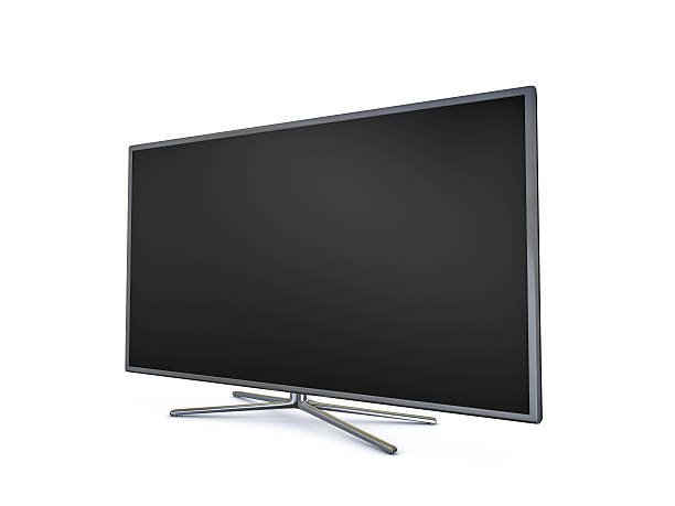 istock Black widescreen LED smart TV isolated on white  469315042