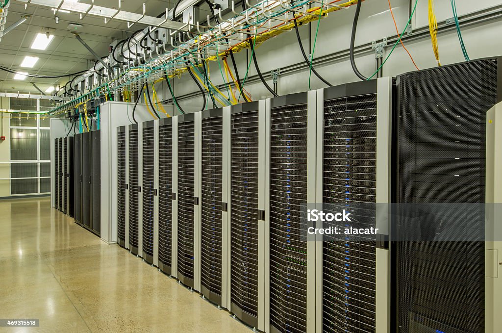 Overhead Racks Data Center Server Racks In A Data Center Stock Photo - Download Image Now - 2015 ...
