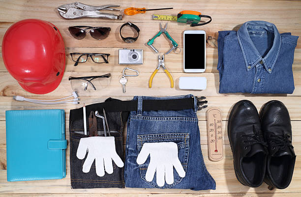 istock tool and safety set on wood 469317064