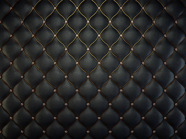 istock Black leather pattern with golden wire and gems 469322978