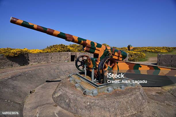 Ww2 Cannon Jersey Uk Stock Photo - Download Image Now - 2015, Architecture, Blue