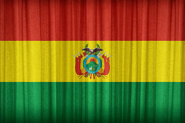 istock Bolivia flag pattern on the fabric curtain,vintage style 469327100