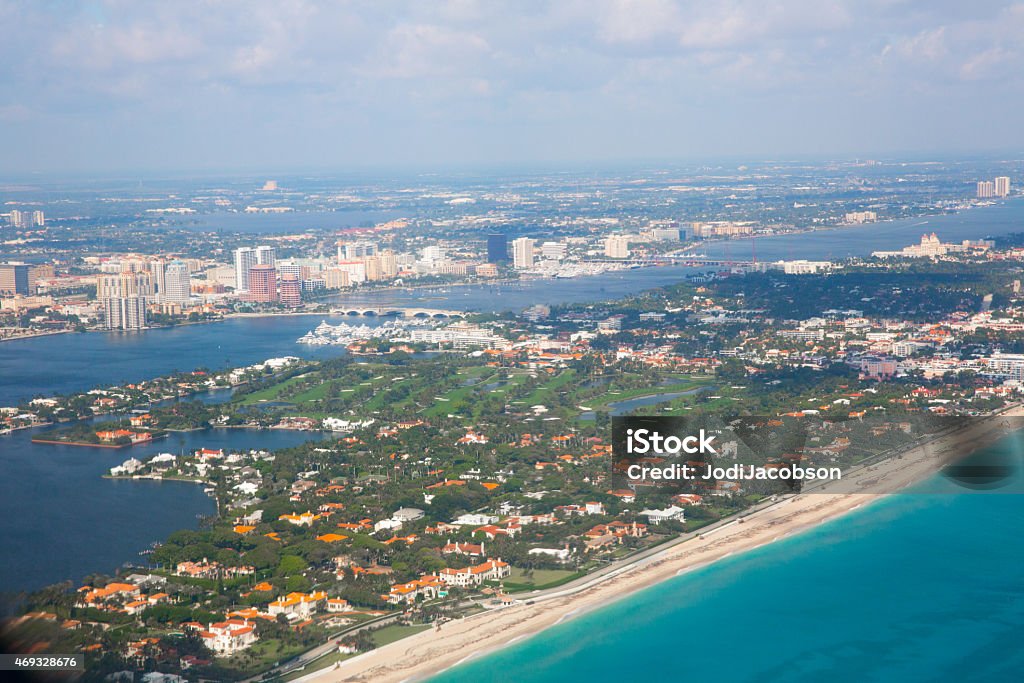 Aerial of Palm beach county florida Palm beach county florida showing the beautiful white sand beaches 2015 Stock Photo
