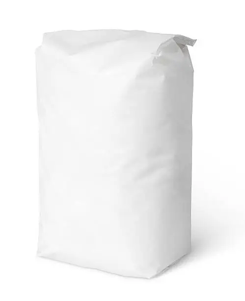 Blank paper bag package of salt isolated on white with clipping path