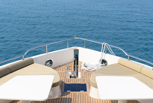 Luxury motor yacht at sea. 