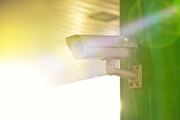 istock Industrial CCTV Security Camera with Sun Flare 469346758