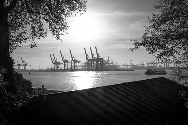 Elbe and container Port of Hamburg