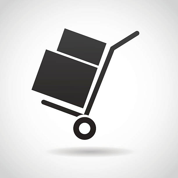 ilustraciones, imágenes clip art, dibujos animados e iconos de stock de icono de carrito de entrega. - shopping cart service industrial objects isolated on white