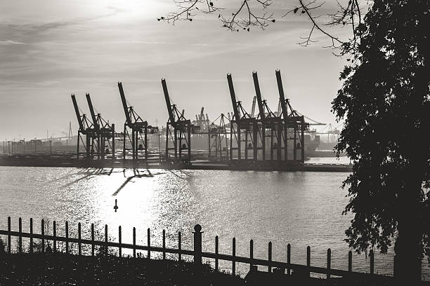 Elbe and container Port of Hamburg