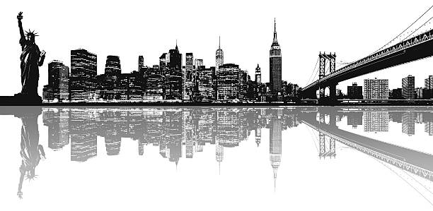Silhouette of New York skyline stock photo