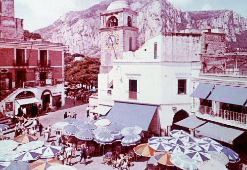 Capri island,Italy- the small square in 1960