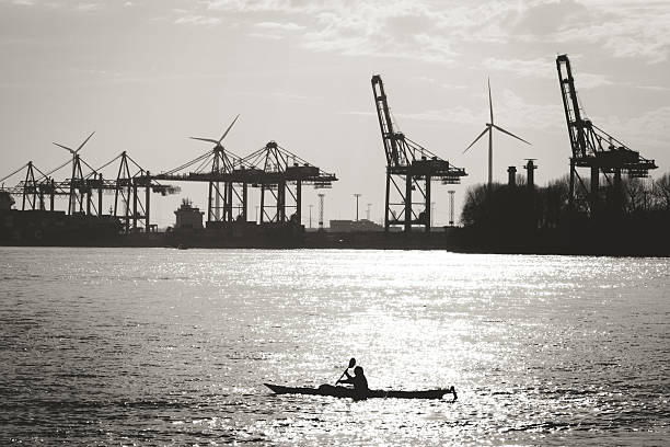 Elbe and container Port of Hamburg