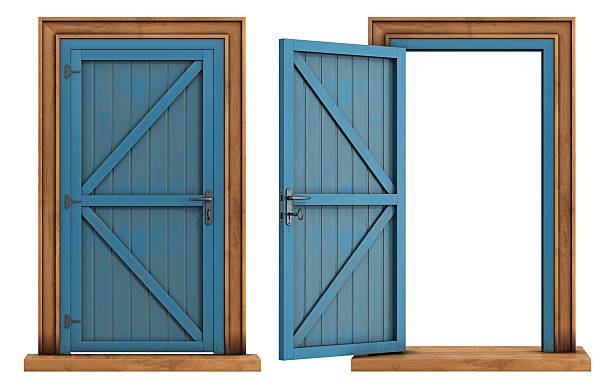 istock Old wooden doors on white background 469352412