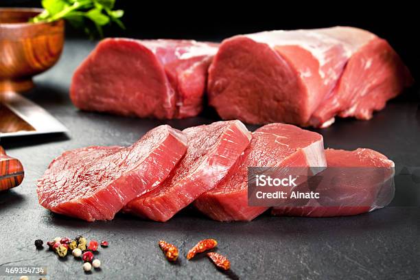 Fresh And Raw Meat Sirloin Medallions Steaks Stock Photo - Download Image Now - Meat, Red Meat, Raw Food