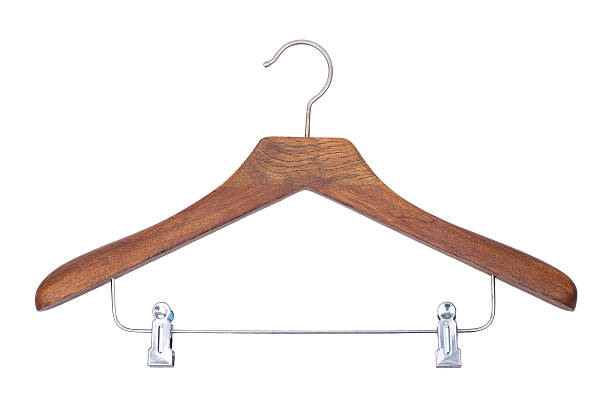 istock Wooden hanger isolated on white 469354896