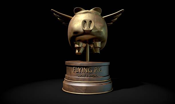 voando troféu de porco - when pigs fly - fotografias e filmes do acervo