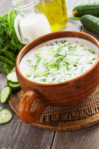 istock Summer soup with cucumbers, yogurt and fresh herbs 469355410