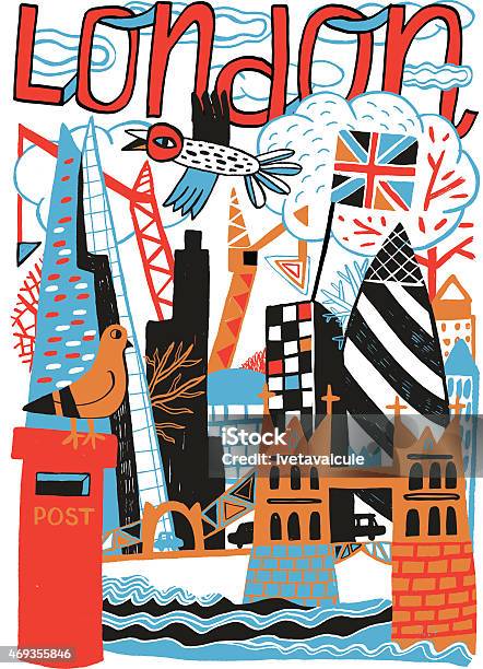 London In United Kingdom Stock Illustration - Download Image Now - London - England, Postcard, Mailbox