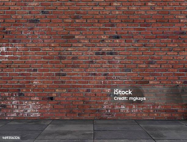 Brick Wall With Sidewalk Stock Photo - Download Image Now - Brick Wall, 2015, Architecture