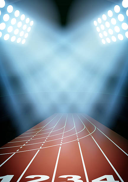 istock Background for posters night athletics stadium in the spotlight 469360502