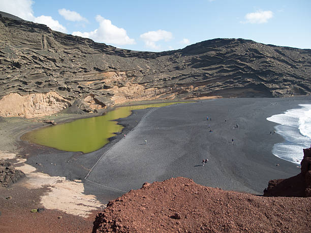 el el golfo de playa isla de lanzarote - lanzarote bay canary islands crater fotografías e imágenes de stock