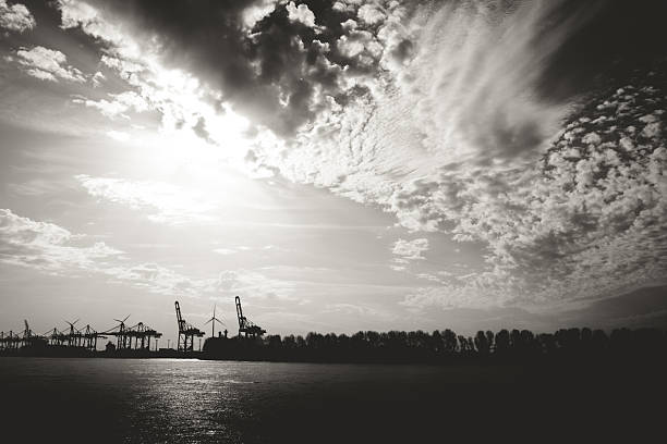 Elbe and container Port of Hamburg
