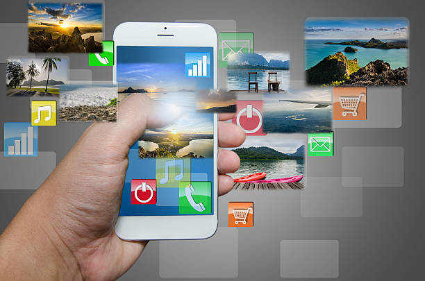 istock Smart phone and application travel. 469370008