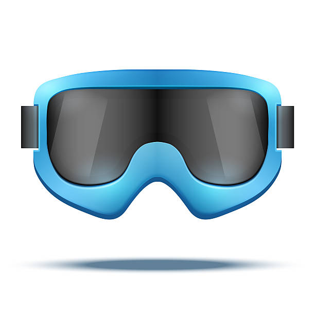 istock Classic vintage old school blue snowboard ski goggles with black 469370440