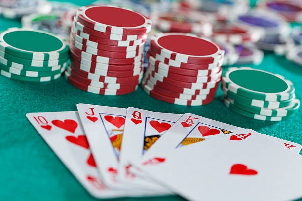 istock Royal Flush On The Green Background 469374810