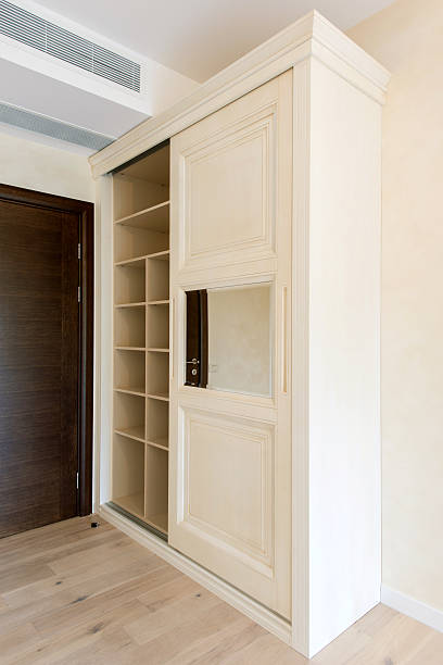 istock Wooden wardrobe with sliding doors 469377412
