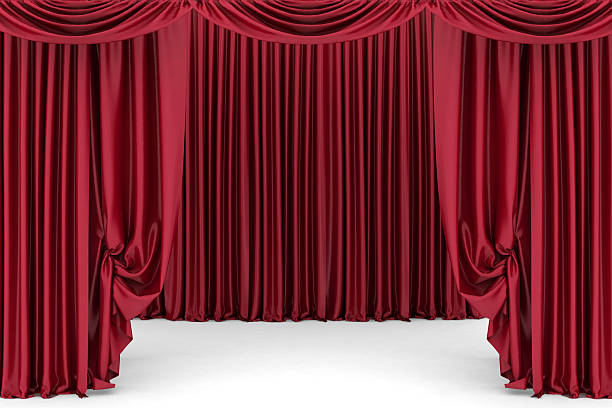 istock Open red theater curtain 469381628