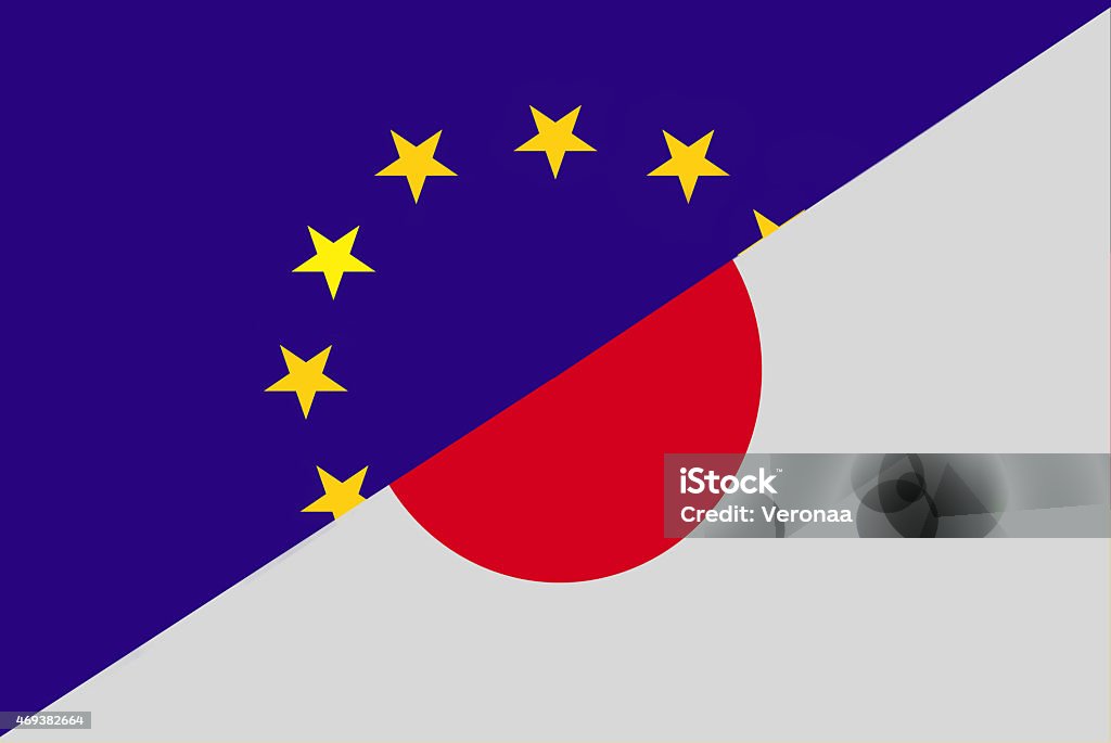 European union and Japanese flag 2015 stock illustration