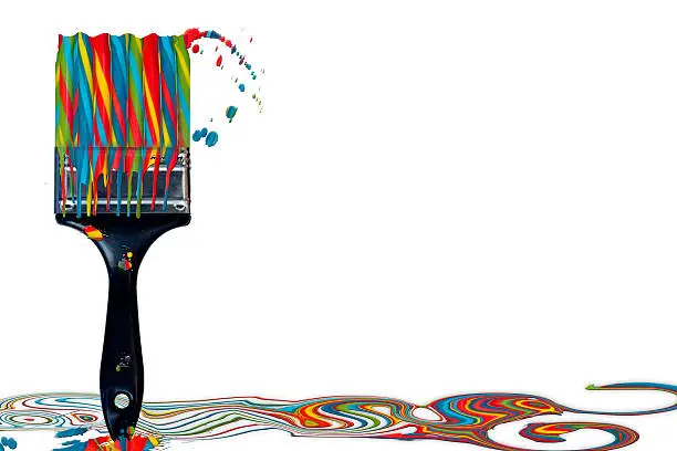 Candy-cane paintbrush with its flowing vivid colors making unique designs