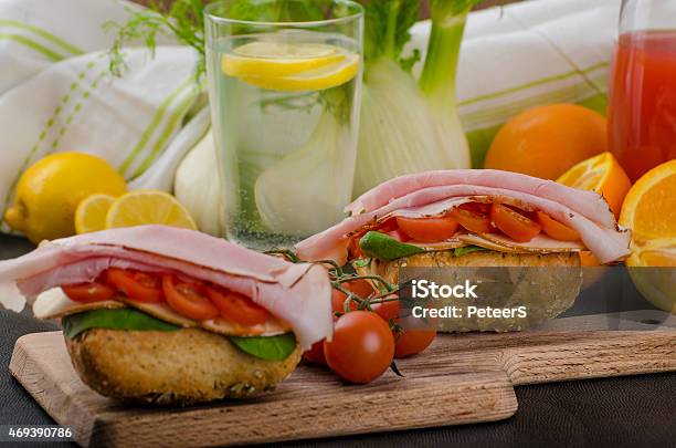 Wholemeal Roll With Prague Ham Stock Photo - Download Image Now - 7-Grain Bread, Backgrounds, Baguette