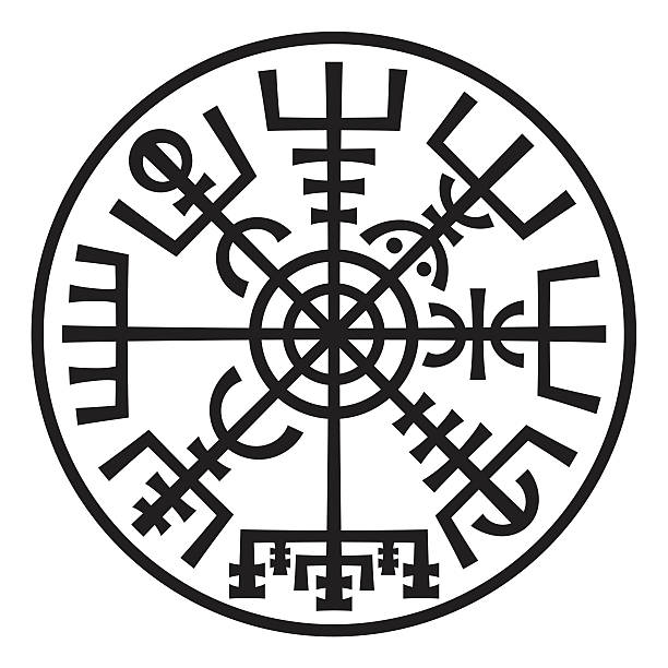 illustrations, cliparts, dessins animés et icônes de vegvisir. la magie des vikings rose des vents. runic talisman (le périphérique). - yggdrasil