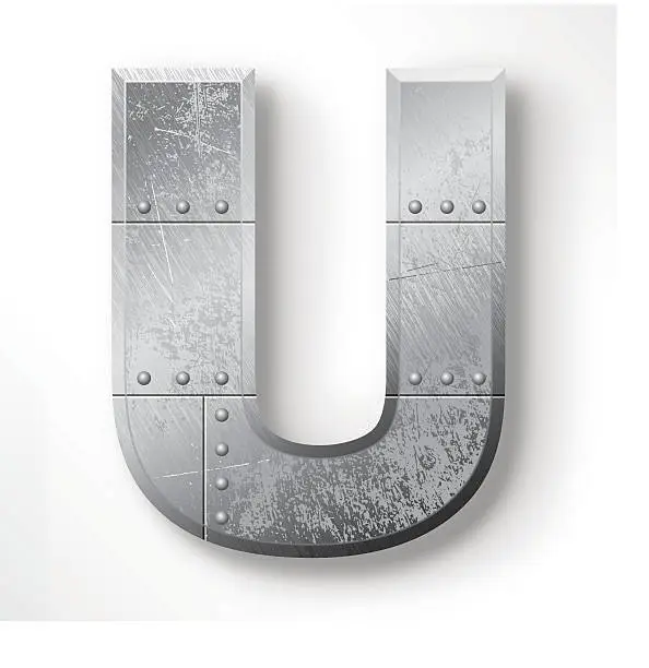 Vector illustration of Metal Letter U