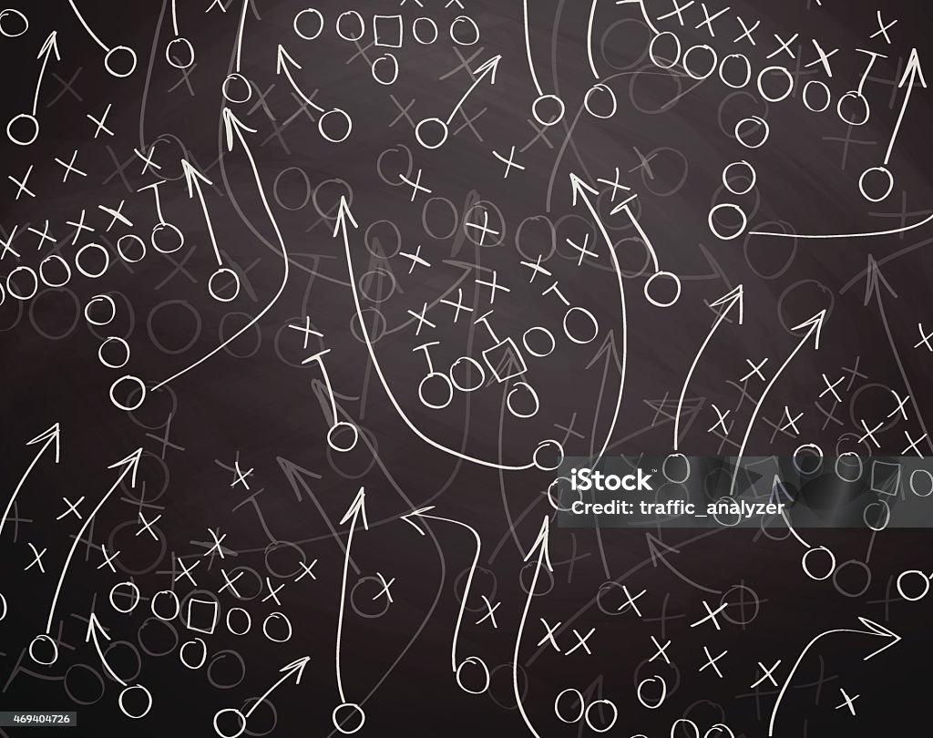 Football play drawn out on a chalk board Illustration contains a transparency blends/gradients. Additional .aiCS6 included. EPS 10 American Football - Sport stock vector