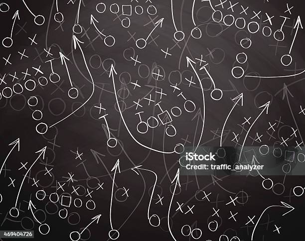 Football Play Drawn Out On A Chalk Board Stock Illustration - Download Image Now - American Football - Sport, American Football - Ball, Playing