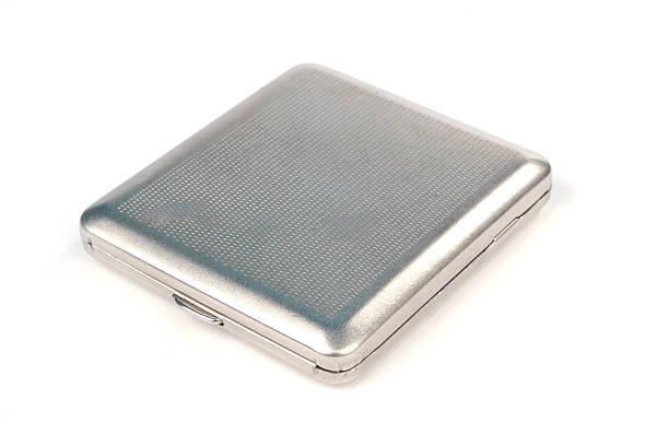 istock Metallic steel cigarette case on white 469406212