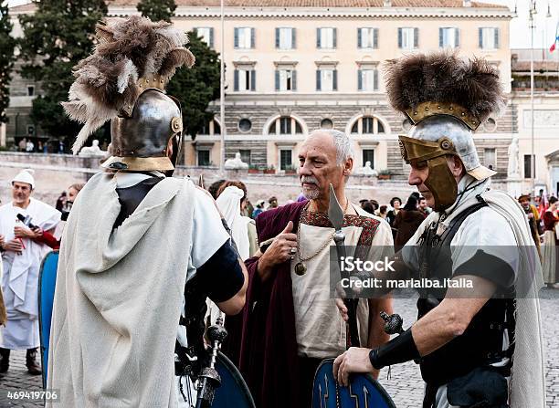 Senator And Legionaries Stock Photo - Download Image Now - Ancient Rome, Dressing Up, Carnival - Celebration Event